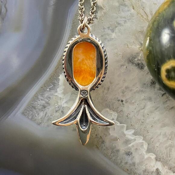 Carolyn Pollack Southwestern Style Silver Spiny Oyster Squash Pendant & Necklace - Picture 7 of 10